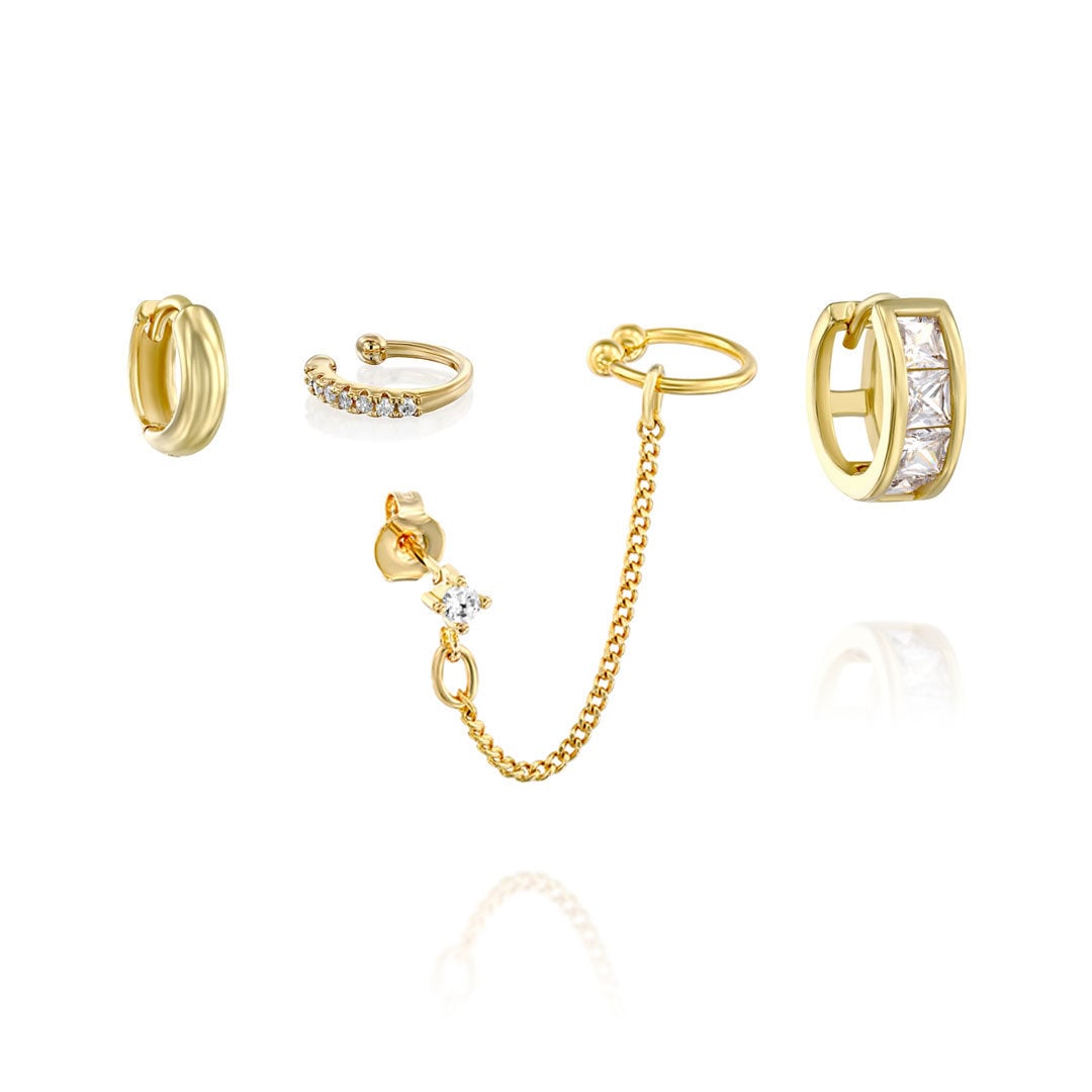 סט עגילים קורל זהב